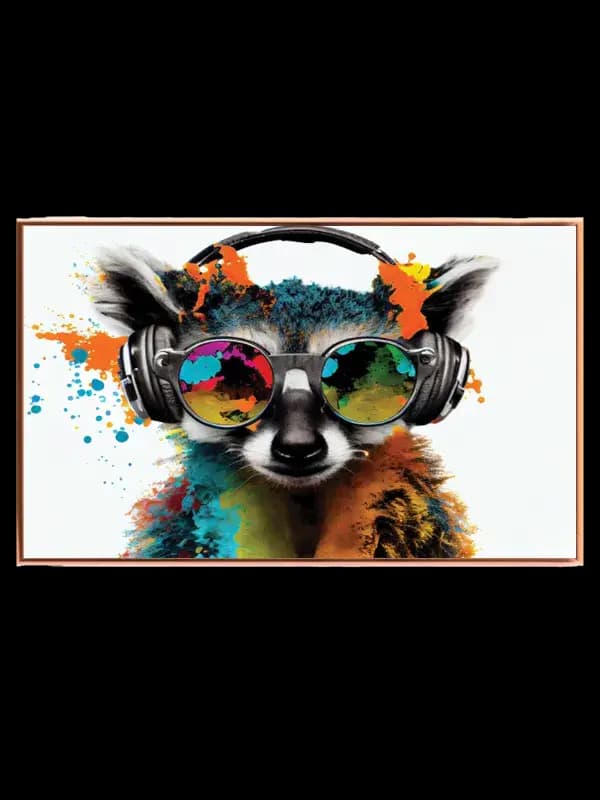 Playful Raccoon With Headphones Plakat