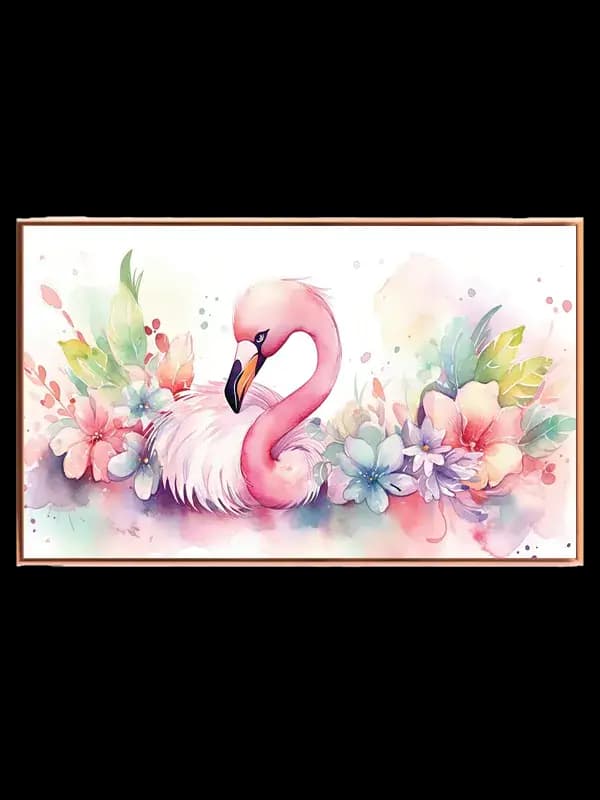 Dreamy Flamingo With Flowers Plakat