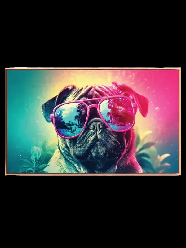 Playful Pug With Sunglasses Plakat