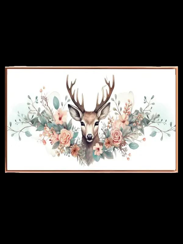Gentle Deer Floral Portrait Plakat