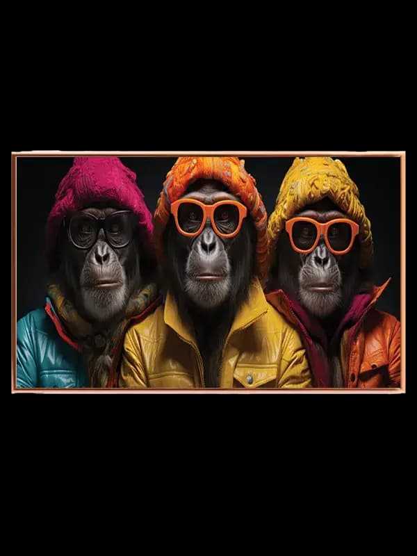 Playful Monkeys With Colorful Glasses Plakat