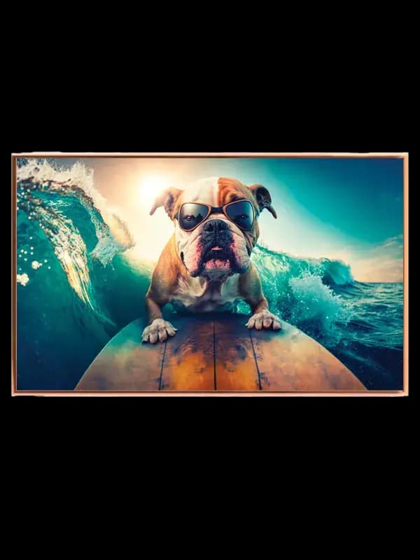 Cool Bulldog på Surfbræt Plakat