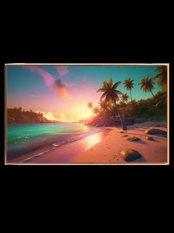 Gylden Tropisk Solnedgang Plakat