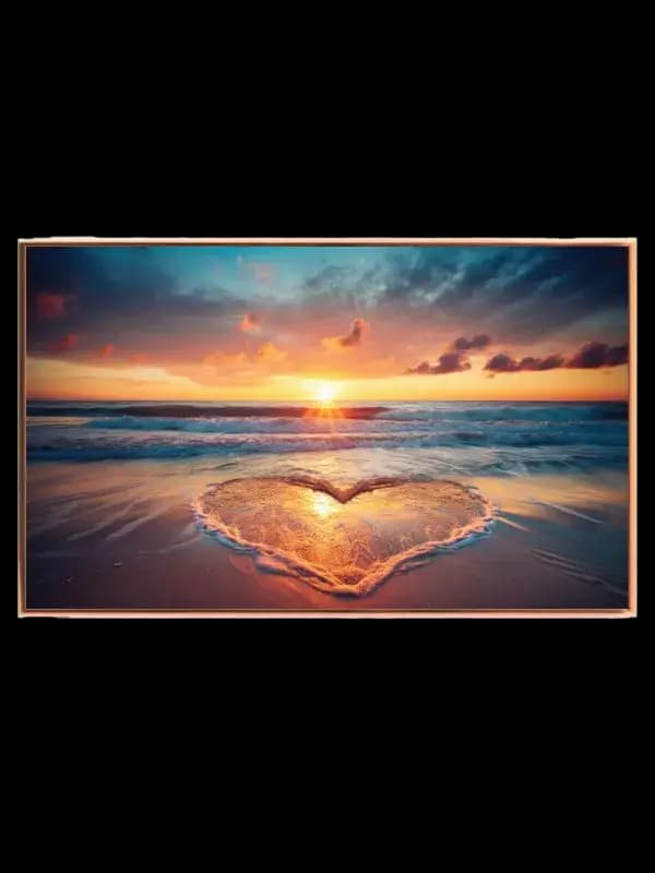 Solnedgang ved Hjerteformet Strand Plakat