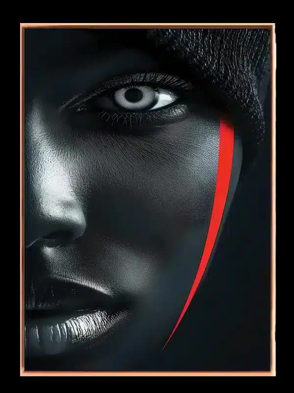 Sort Portræt med Rød Stribe