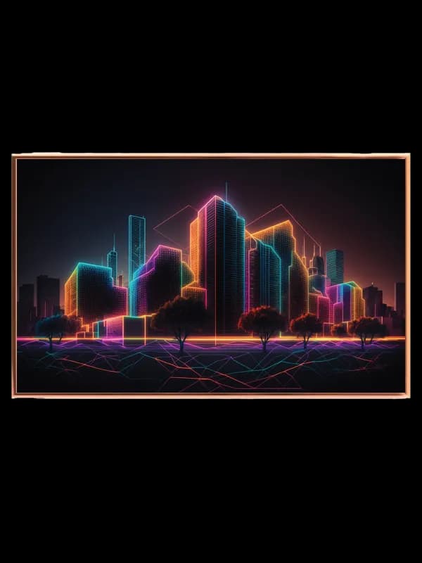 Neonoplyst Futuristisk Storby Skyline