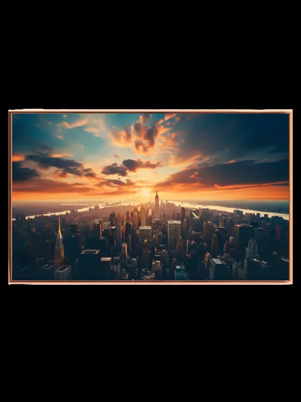Minimal New York Skyline ved Solnedgang