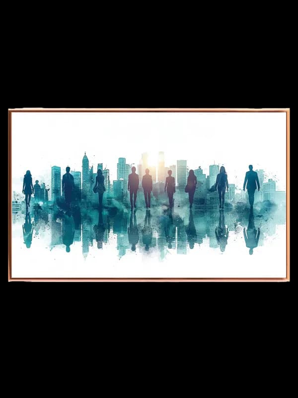 Silhuetter Foran Akvarel Skyline