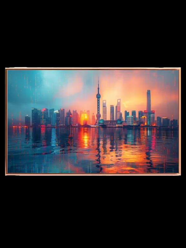 Shanghai Skyline ved Solnedgang