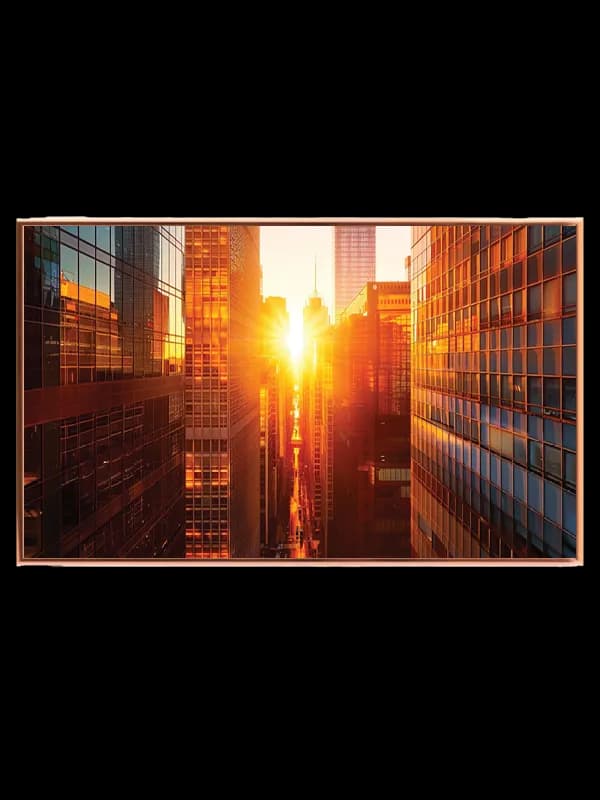 Solnedgang Mellem Høje Skyskrabere