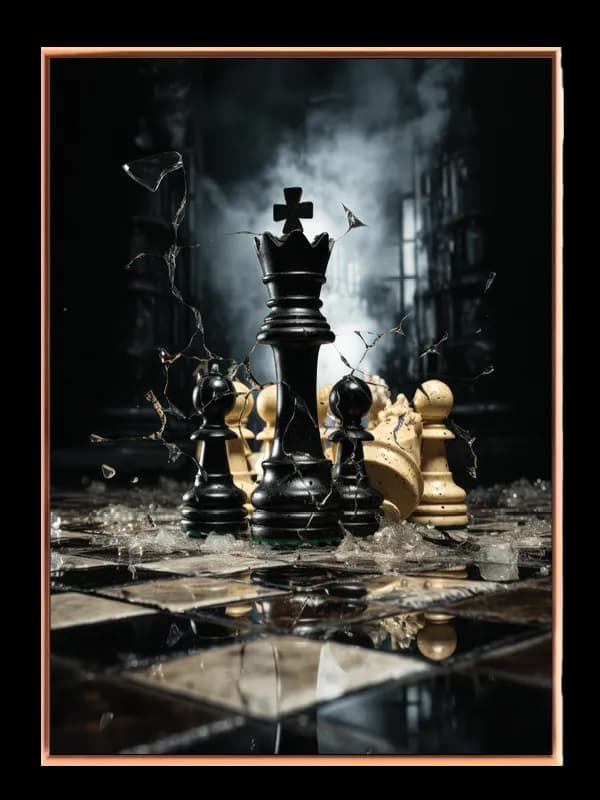 Skakbrikkerskakbrætglasskår med røgrefleksionkontrast