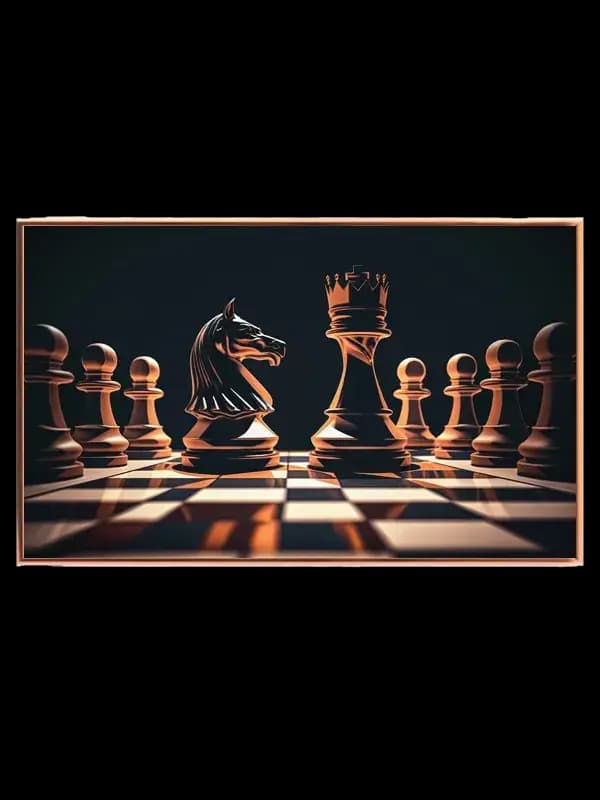 Skakbræt skakbrikker konge springer med skygger