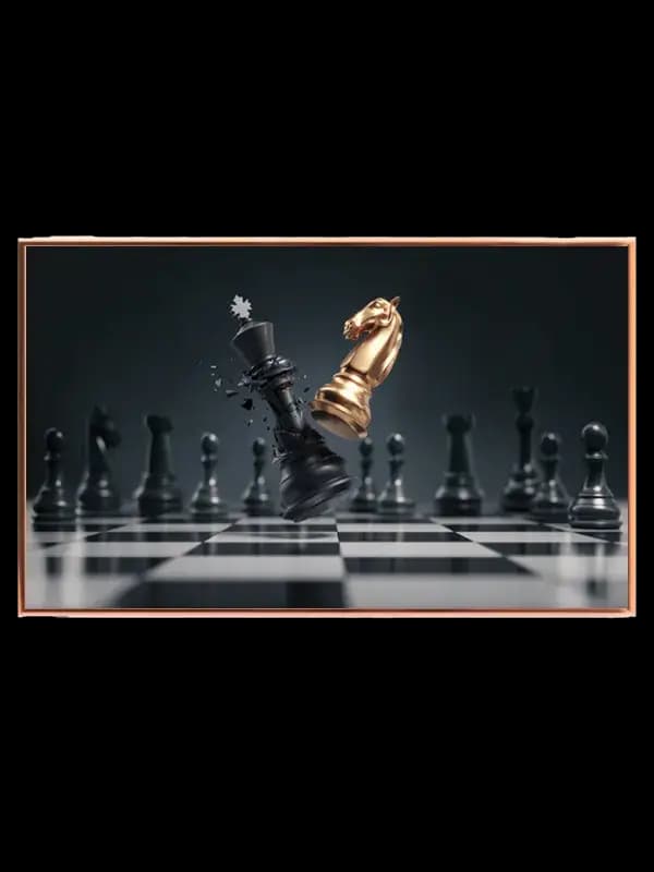 Skakbrikkerskakbrætspringerkonge med 3d-renderingrefleksionerdybdeskarphed mønster