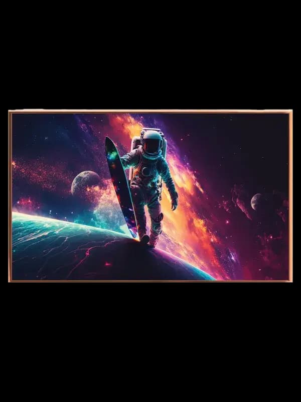 Astronaut med Surfboard i Rummet