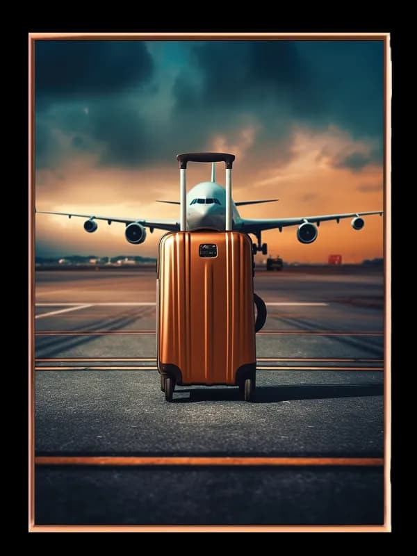 Kuffert på Landingsbane ved Solnedgang