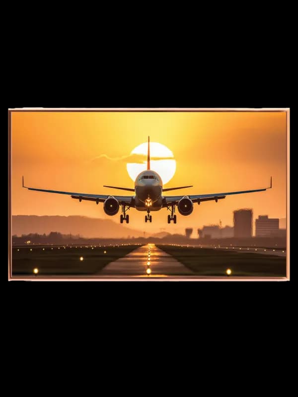 Grafisk Passagerfly ved Solnedgangslanding