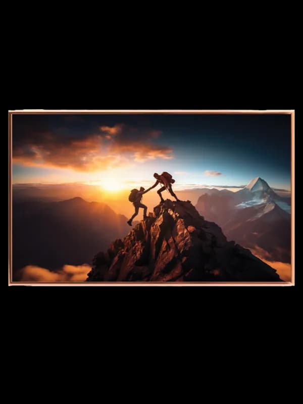 Grafisk Bjergbestigere ved Solopgang