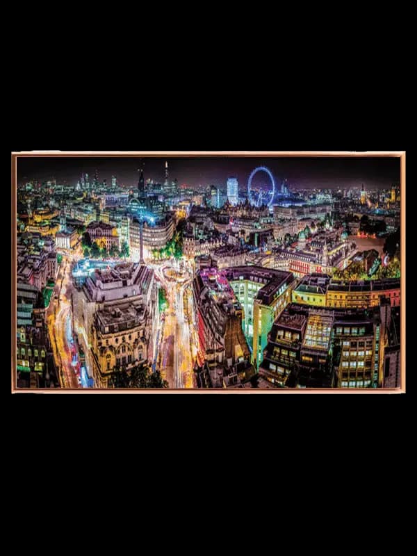 Nighttime Cityscape With Neon Lights