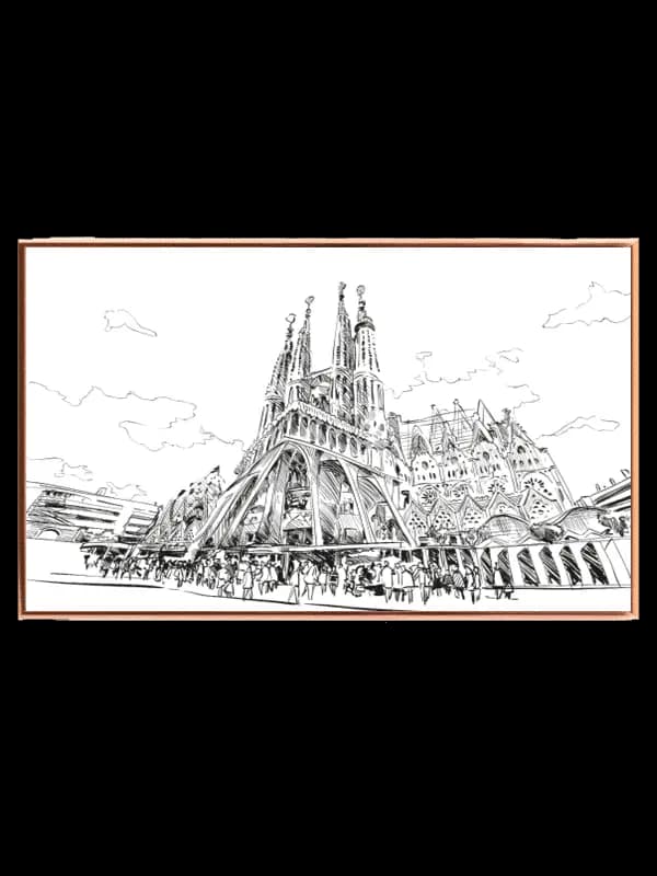 Detailed Black And White City Illustration