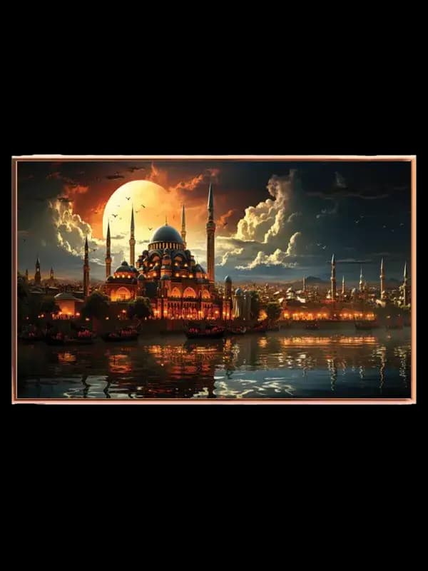 Istanbul Nighttime Cityscape Poster
