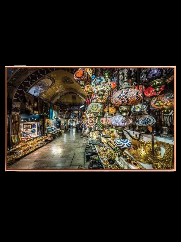 Colorful Market Lanterns Display