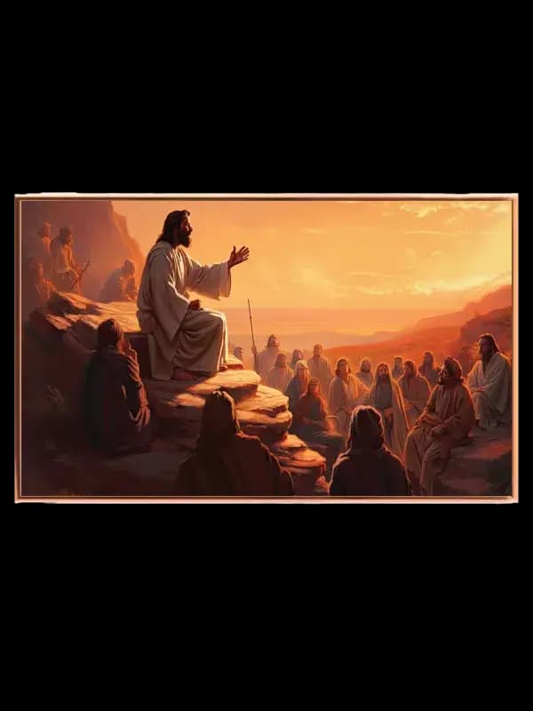 Grafisk Bjergprædiken ved Solnedgang