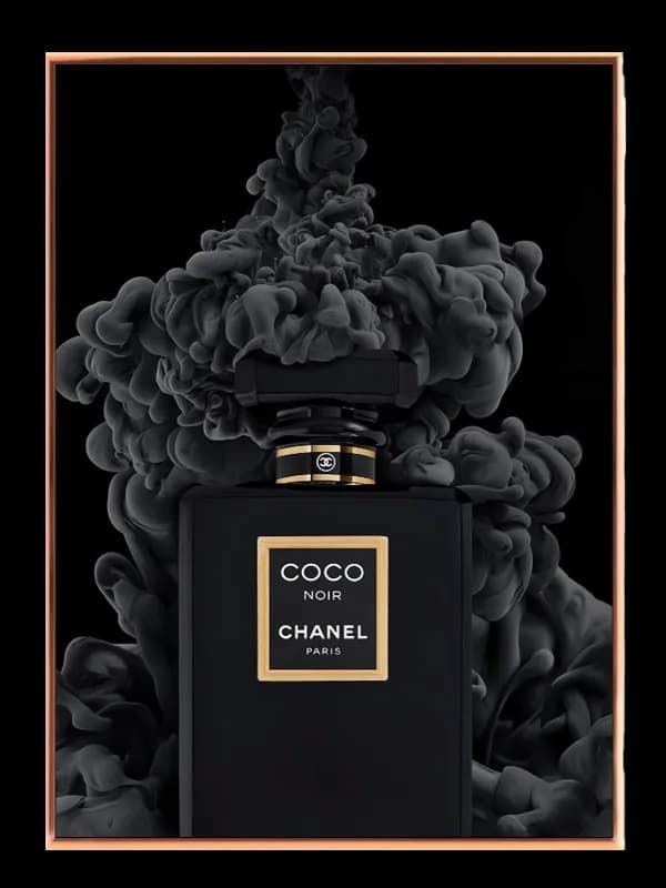 Parfumeflaske røg med typografi ramme kontrast