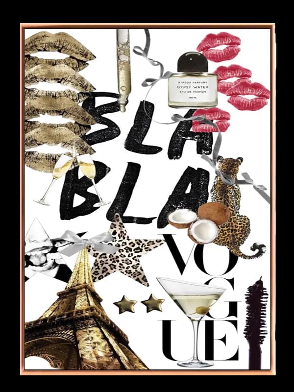 Collage typografi parfume læber med mønster