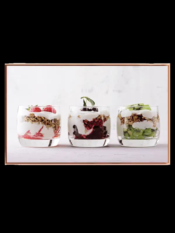 Dessertglas yoghurt bær granola med lag