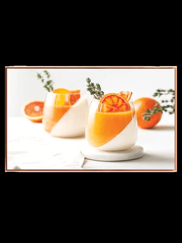 Drinks glas citrusfrugt med garniture tekstur