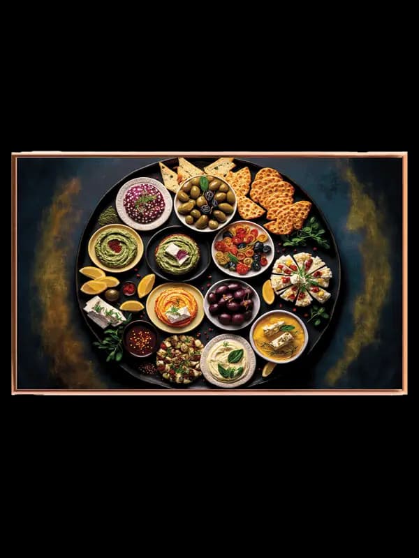 Mezze skåle oliven brød med madfotografi