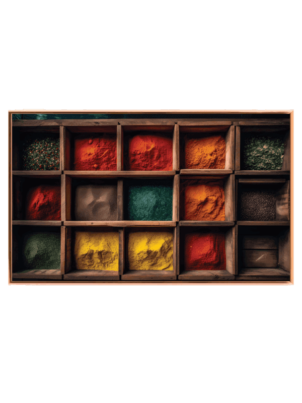 Farvepulver trækasse rum med tekstur mønster