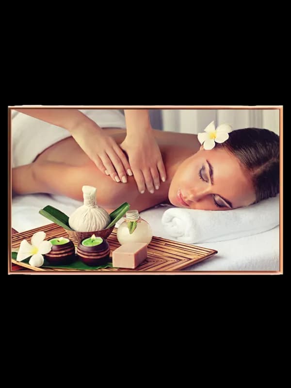 Massage kvinde håndklæde spa med bakke