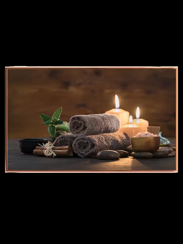 Håndklæder stearinlys sten skål med stilleben