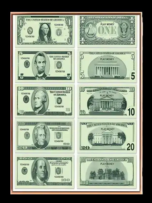 Legetøjspenge pengesedler med collage typografi mønster