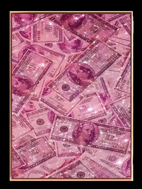 Pengsedler mønter med collage glimmer mønster