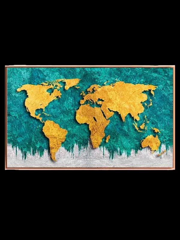 Verdenskort i Gyldne Nuancer