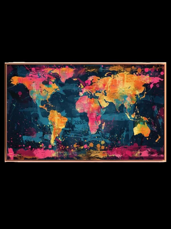 Farverig Verdenskort Plakat