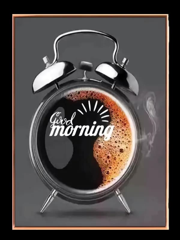 Vækkeur kaffe skum med typografi damp