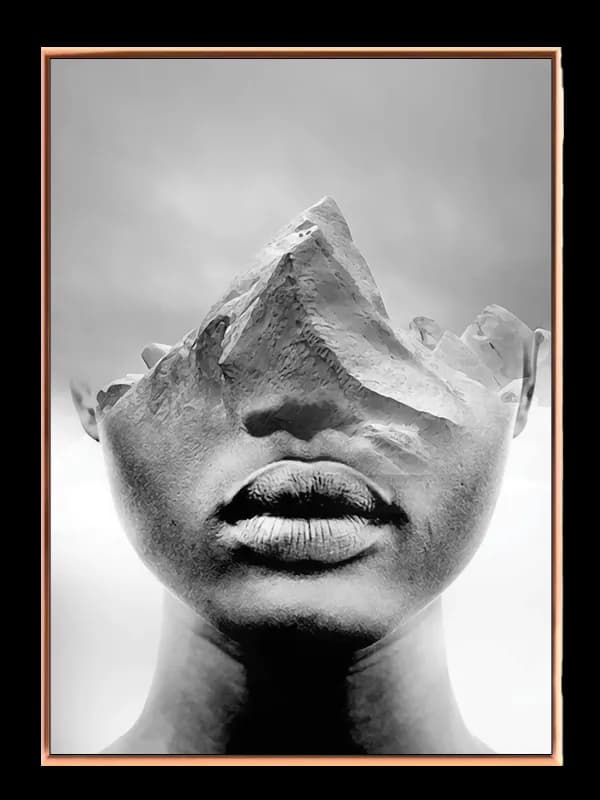 Surrealistisk Portræt med Bjergtop