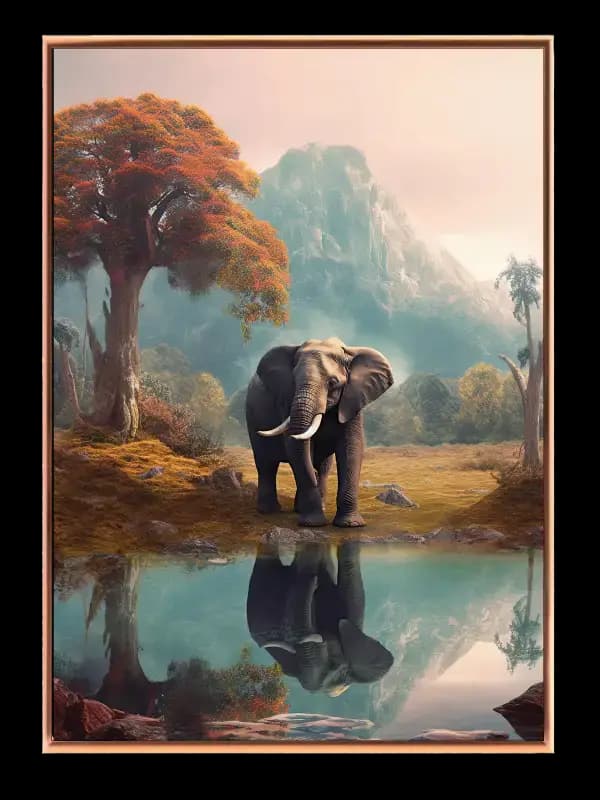 Elephant Reflection Oasis Plakat