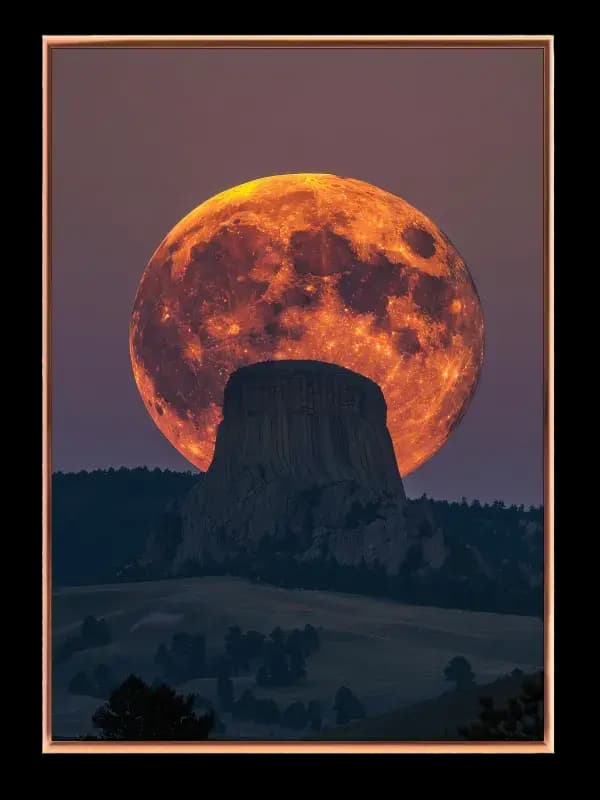 Fuldmåne Bag Klippeformation Plakat